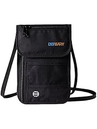 DEW Travel Passport Holder Stash Hidden Neck Pouch RFID Blocking Travel Anti-Theft Hidden Wallet for Security Water Resistant Pocket Pouch Neck Passport Wallet