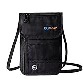 DEW Travel Passport Holder Stash Hidden Neck Pouch RFID Blocking Travel Anti-Theft Hidden Wallet for Security，Water Resistant Pocket Pouch Neck Passport Wallet
