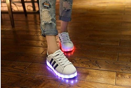 LED SNEAKERS SHOES 7 COLORS LIGHTS + USB ChargingUS SELLER (36, WHITE AND BLACK)