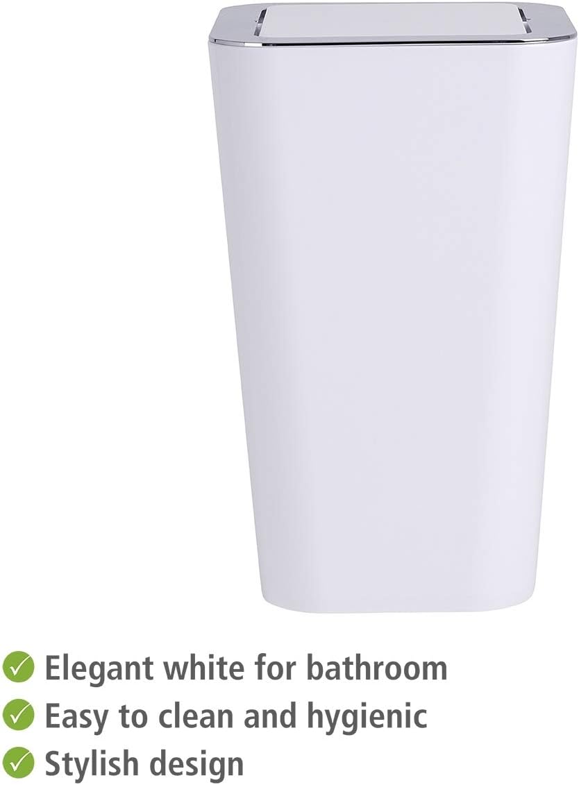 WENKO Candy Swing Cover Bin, ABS/PS, White/Chrome, 18 x 18 x 28.5 cm, 18 x 28.5 x 18 cm - Image 4