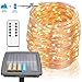 100 Ft Solar Rope Lights, Outdoor String Lights Powered by Solar and Battery, 8 Modes 300 LEDs IP67 Waterproof Solar Fairy Lights with RF Remote for Patio Garden Party Home Decor (Warm White)