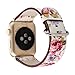 YOSWAN Flower Design Strap for iWatch,38mm 42mm Floral Pattern Printed Leather Wrist Band Apple Watch Link Bracelet for Apple Watch Smartwatch Fitness Tracker Series 3 2 1 Version (White+ Pink, 42mm)