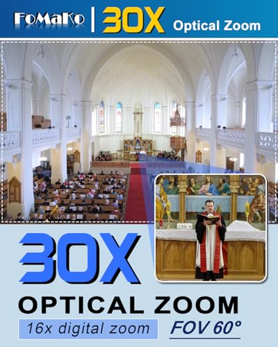 FoMaKo 4K PTZ NDI HX3 Camera 30x Optical Zoom, AI Auto Tracking, 3G-SDI HDMI LAN PoE USB3.0 Live Steaming Camera 【4K 30x NDI HX3 SDI KI Tracking, K30NS】