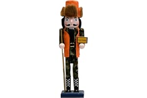 WVIOUOPU Hunter Nutcracker Christmas Decorations - 15 Inch Handmade Wooden Figures with Hunting Hat Gone Hunting Sign for Mantle Shelf Tabletop Home Christmas Holiday Ornaments Gifts Thanksgiving Decor