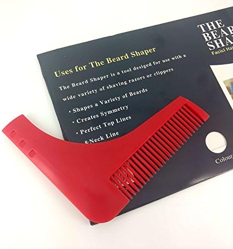 Beard Shaper Trimmer Plastic Tool with Guide. Professional Cheek and Neck Lineup (Red)
