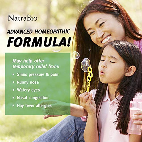 NatraBio Allergy & Sinus Homeopathic Formula | for Temporary Relief of Sinus Pressure & Pain, Congestion, Hay Fever Allergies | Non-Drowsy | 60 Tabs