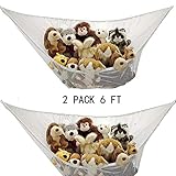 2 Pack Toy Hammocks Stuffed Animal Storage Hammock 6 feet Jumbo Net Heavy Duty Nylon Netting with Elasticized Border Organize Clutter in Kids Room