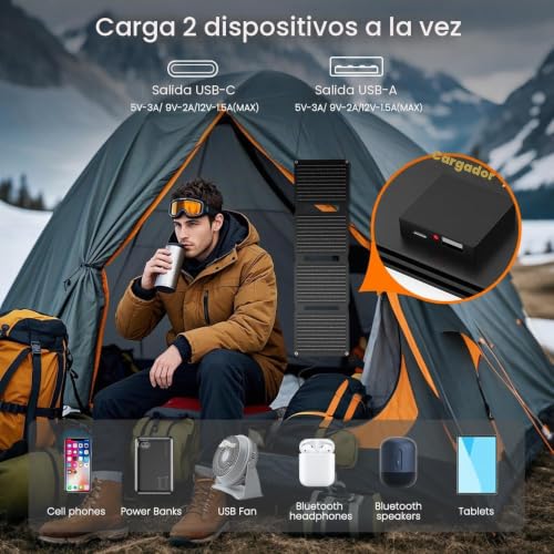 FlexSolar Portable Foldable Solar Panel 30W QC3.0 18W USB-A USB-C Waterproof IP67 Fast Charging for Mobiles, Tablets, Powerbank, Camera, Camping and Hiking Flashlight