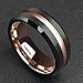 King Will DUO 7mm Mens Black Tungsten Carbide Ring Matte Finish 18K Rose Gold Plated Wedding Band Beveled Edge Comfort Fit