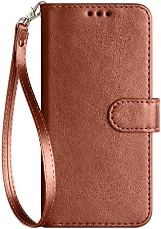 RioGree for Samsung Galaxy Note 5 Case Wallet, with Screen Protector TPU Leather Bling Glitter Flip Kickstand Credit Card Holder Slot for Men Boys Girls/Women (Brown (Pure))