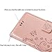 Teebo Wallet Case for Huawei P Smart (2018)/7S, with Kickstand Card Holders [Embossed Butterfly] Flower Premium PU Leather Magnetic Flip Case Cover for Huawei P smart/7S (Rose Gold)