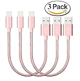 Direct Wire & Cable Nylon USB Lightning Charging Cable for iPhone - Rose Gold - 3 Piece