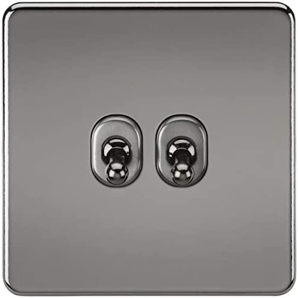 Knightsbridge Screwless 10A 2G 2-Way Toggle Switch - Black Nickel