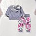 2Pcs Baby Girls Striped Hoodies Pocket T-Shirt Top with Floral Long Pants Christmas Clothes (6-12Months, Gray)