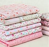 Generic Quarter Cotton Fabric Pink Little Flower Bundle Quilting Sewing Fabric 8 Designs Handicraft Arts Material Size 50cmx40cm Color Pink