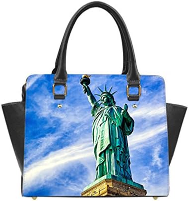 JIUDUIDODO Custom The goddess of freedom PU leather Casual Classic Shoulder Handbag Top Handle Handbags Messenger Bags (Twin Sides)