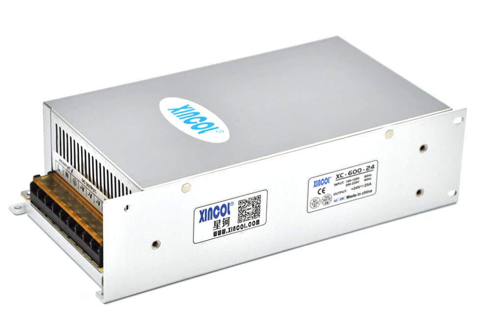 XINCOL AC To DC Converter AC110V/220V to DC24V 25A 600W Switching Power Supply Transformer Regulated for LED Strip light,CCTV,Camera,Computer Project etc