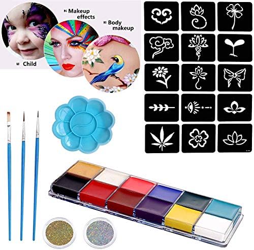 COKOAHPPY Professional Face & Body Paint Kit - 12 Vivid Color Paints ...