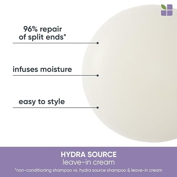 BIOLAGE HYDRA SOURCE DAILY LEAVE-IN CREAM – FOR FINE TO MEDIUM HAIR, SMOOTHS DRY, FRIZZY HAIR & PREVENTS BREAKAGE, PARABEN-FREE, 8.5 FL OZ