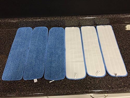 6 Blue Microfiber Wet Mop Pads Refill Fits Starfiber, Bona, Libman, Scoth-Brite