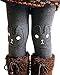 BOGIWELL Kid Girl Fall Winter Cute Warm Thick Rabbit Printed Fleece Legging Pant Dark Gray(US 4-5T,Tag 120)