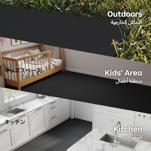 AIRHOP 1.2 cm Exercise Equipment & Puzzle Mats, 4.32 m², 12 Tiles Interlocking EVA Foam Mats for Home Gym, Workout, Protective Flooring, Shock Absorption, Playroom, 60 x 60 cm, Black