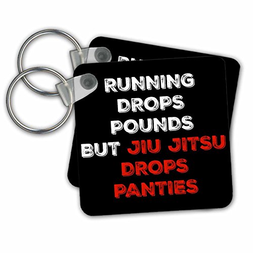 Running drops pounds but jiu jitsu drops panties - Key Chains, 2.25 x 2.25 inches, set of 2 (kc_224377_1)