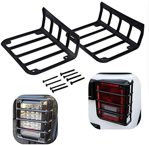 F&amp;L Rear Euro Tail Light Guards Cover Protector for 2007-2017 Jeep Wrangler Matte Black Tail Light Covers Pair