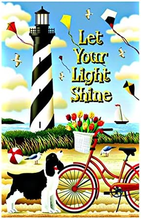 The Sea Garden Flag Let Your Light Shine Lighthouse By The Sea Double Sided Outdoor Flags Of 100% Polyester And Waterproof Fade And Mildew Resistant-28 X 40 Inch Banner