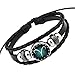Rosemes Retro 12 Constellation Beaded Hand Woven Leather Bracelet PUNK Chain Cuff Aries