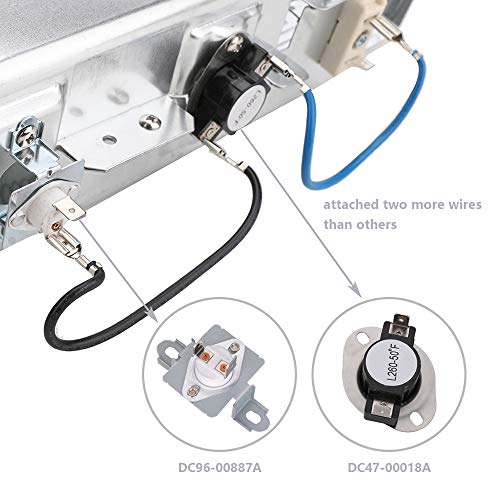 KONDUONE DC97-14486A Dryer Heating Element Assembly Replacement for Samsung Includes DC47-00019A Element, DC47-00018A Thermostats DC96-00887A Thermal Fuse Replace DC97-08891A DC9714486A DC97-14486D