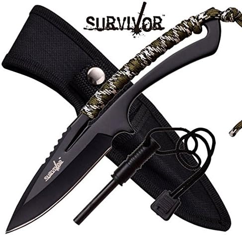 HK-767CA SURVIVOR HK-767OR FIXED BLADE KNIFE "8""" OVERALL fix knife steel h323em3v2 sharp 8523k14mgen edge blade pocket