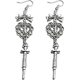 Gothic Skull Earrings for Women Dark Skeleton Drop Earrings Punk Bow Heart Cross Earring Emo Halloween Jewelrt Gift