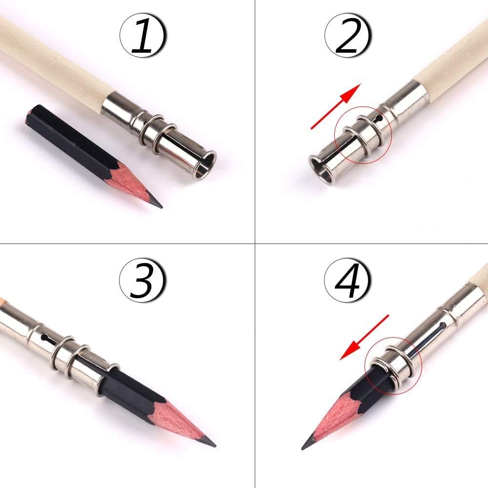 6 Pieces Wooden Pencil Extenders Art Pencil Lengthener Crayon Extension