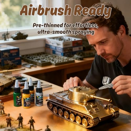 X ARTY HUB Model Paint Set - 20 Colours with 3 Brushes, Miniature Paints (Base/Skin Tones/Shadows/Metallics) for Airbrushing & Hand Painting, Acrylic paint for Models, Miniatures & Wargaming Props