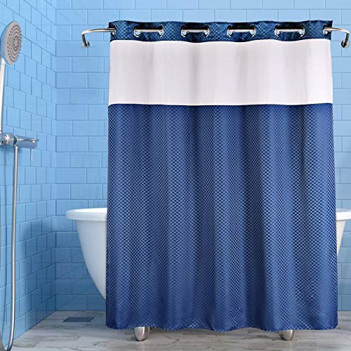 Lagute SnapHook Hook Free Shower Curtain with Snapin Liner & See Through Top Window Hotel