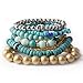 TQS Stacked Bracelets 7Pcs Multi Layers Bracelet Bohemian Stretch Beaded Bangle Chain