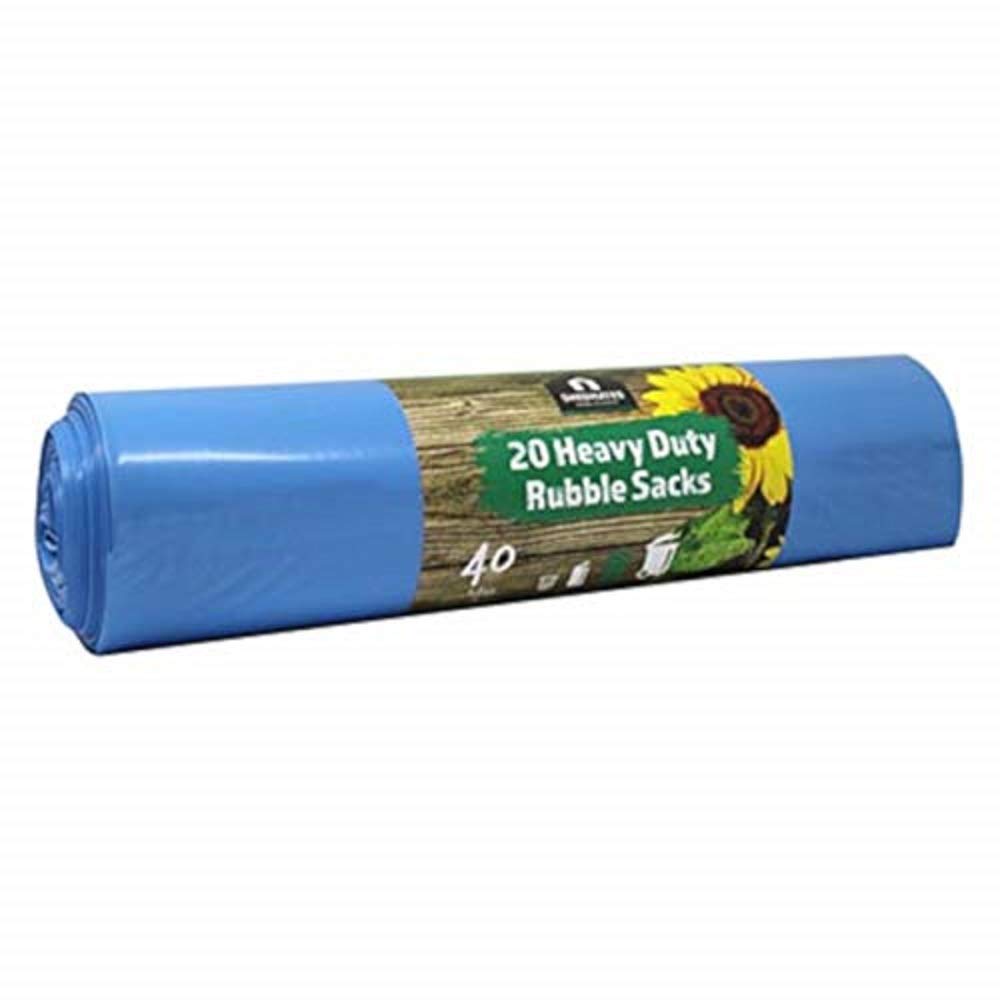 Shedmates BBRS1 40 Litre Ultra Strong Garden Waste Rubbish Rubble Sacks Blue (1 x 20 Bags)