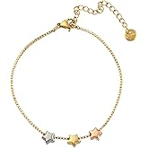 Watforsh Gold Star Charm Bracelet for Women Adjustable Chain with Three Tone Star Y2k Bracelet for Celestial Jewelry