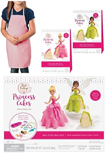 Real Cooking Princess Cakes Deluxe Baking Set Easter Basket Filler for Kids with 2 Refill Kits and Exclusive Pink Kids Apron