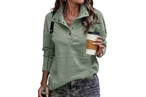 SHEWIN Womens Sweatshirt Casual Long Sleeve Lightweight Sweatshirts Button Loose Pullover Tops