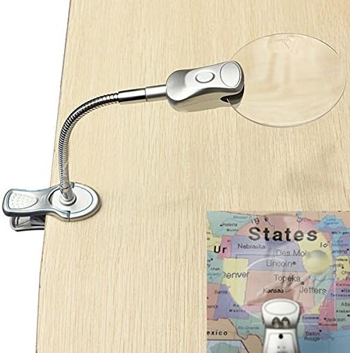 2.5X 90MM 4X 21MM 2 LED Lamp Clip-on Desk Table Magnifier Magnifying Glass Loup