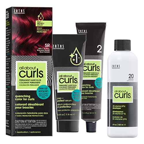 All About Curls Permanent Hair Color Dye & Creme Developer 20 Volume, 5R Redy to Roll Pricepulse