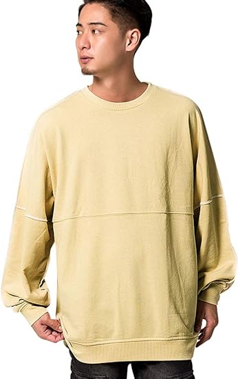 Amazon キャバリア Cavaria メンズ ビッグシルエット スウェット トレーナー ドロップショルダー 無地 Cab19 30 44 M 60 Mus マスタード トレーナー パーカー 通販