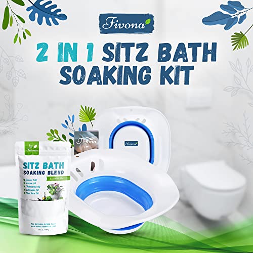 Fivona 2in1 Sitz Bath Soak Kit Over The Toilet Seat with Epsom Salt
