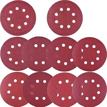 AUSTOR 100 Pcs Sanding Discs 5 Inch 8 Holes Hook and Loop 80/180/ 240/320/ 400/800/ 1000/1500/ 2000/3000 Grit Assorted for Random Orbital Sander