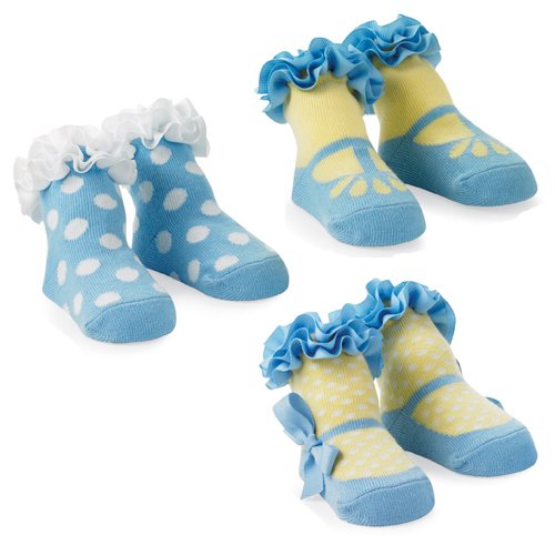 Mud Pie Baby BLUE GIRL SOCKS SET OF 3 176011 Cottontail Collection
