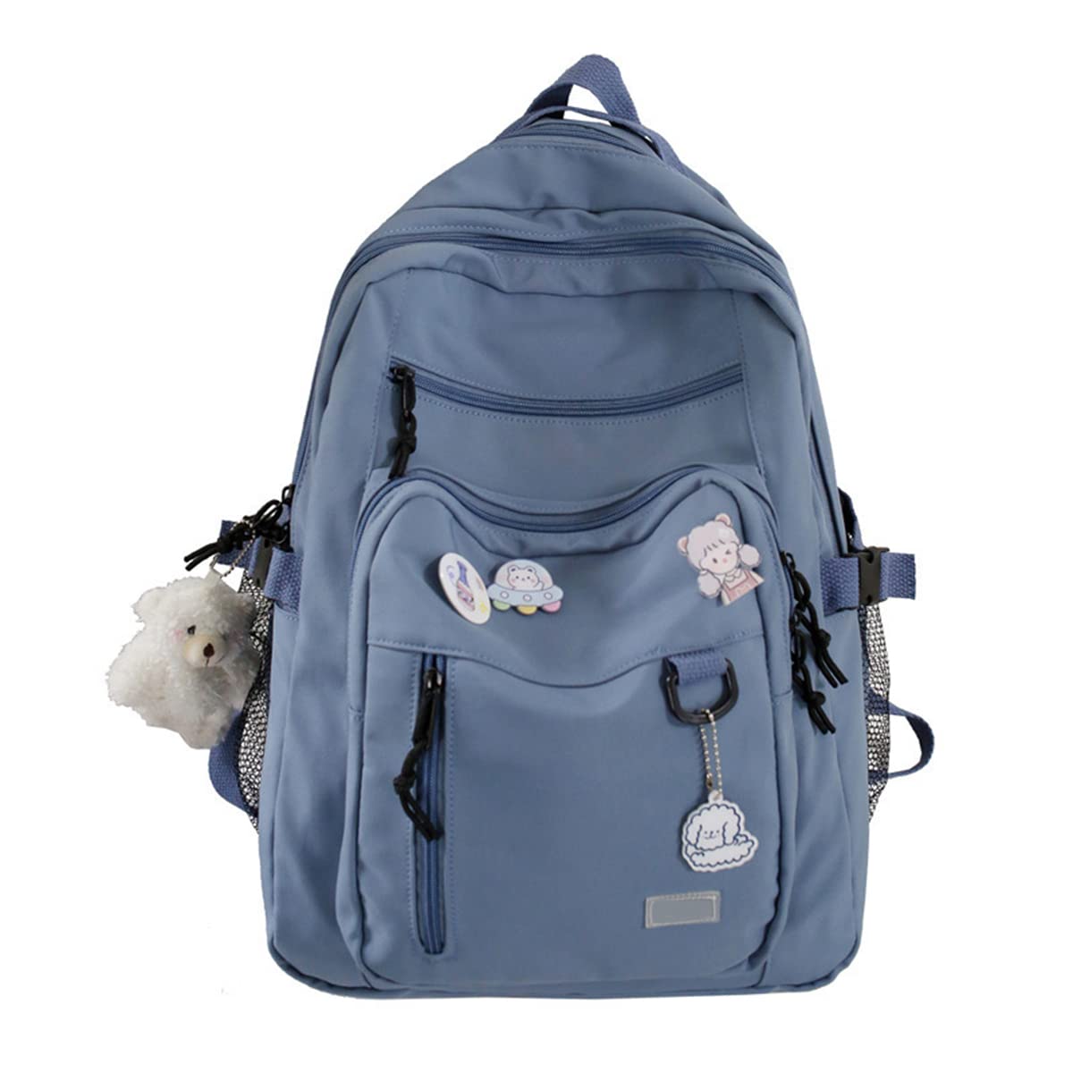 Photo 1 of GAXOS Cute Aesthetic Backpack for School Middle Student Travel Blue Backpack Teens Girls Bear Pin Book Bags