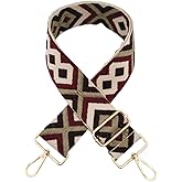 Argyle Pattern Adjustable Bag Strap Replacement 2inch Wide Jacquard Belt for Purse Shoulder Guitar Camera Luggage Bags (Coffee Green Burgundy)
