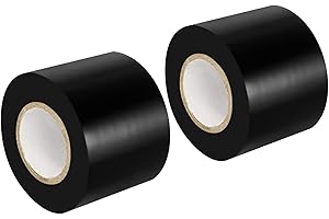 Maveek 2 Rolls Electrical Tape 2 Inch PVC Waterproof Repair Insulation Tape Roll Black Colored, for Outdoor Pipes or Windows in Winter Cold Weather, Self Adhesive Garage Door Workshop Tool Bag